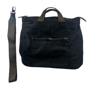 Armani Exchange Canvas Tote Bag Travel Bag with Crossbody Strap in Black